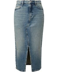 QS - High Rise Denim Midi-Rock - Lyst