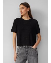 QS - Kurzarmpullover aus Bändchengarn - Lyst