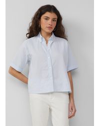 QS - Baumwoll-Bluse mit feinen Streifen | x Debi Flügge - Lyst