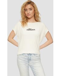 S.oliver - Fließendes Jersey-Shirt mit Artwork und überschnittenen Schultern - Lyst
