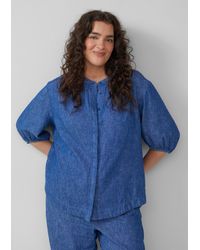 S.oliver - Relaxed-Fit-Bluse aus Leinenmix mit Raff-Details - Lyst