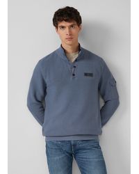 S.oliver - Strickpullover aus Baumwolle mit Troyer-Kragen und Strukturmix - Lyst