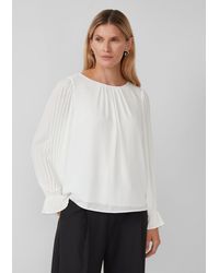 S.oliver - Festliche Bluse: Regular Fit mit U-Boot-Ausschnitt & Volantärmeln - Lyst
