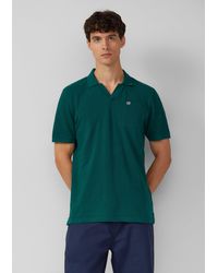 S.oliver - Poloshirt mit Struktur-Streifen und offenem Kragen - Lyst