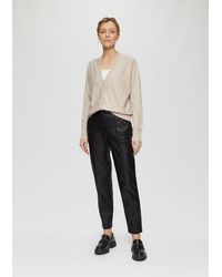 S.oliver - Relaxte Cigarette Pants aus Kunstleder mit Gürtel - Lyst