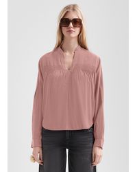 QS - Feminine Bluse aus Viskose mit Smock-Detail - Lyst