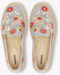 Soludos - Smoking Espadrille | Embroidery | Garden Flowers - Dolphin Blue - Lyst