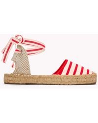 Soludos - The Lauren Lace Up - Classic Stripes - Ivory / Red - Lyst
