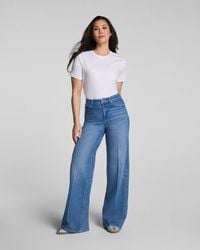Spanx - Shape Authentic 360 Mid-Rise Wide Leg Jeans, Elysian - Lyst