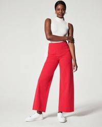 red wide leg pants
