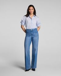 Spanx - Shape Authentic 360 Mid-Rise Easy Flare Jeans With Patch Pockets, Elysian - Lyst
