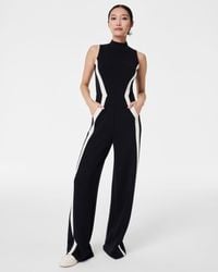 Spanx - Airessentials Mock Neck Striped Track Jumpsuit - Lyst