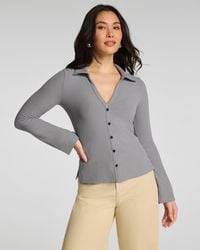 Spanx - Ribbed Knit Button Down - Lyst
