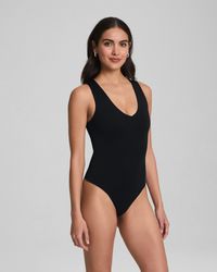 Spanx - Smoothtm Jersey V-neck Thong Bodysuit - Lyst