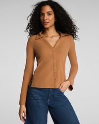 Spanx - Ribbed Knit Button Down - Lyst