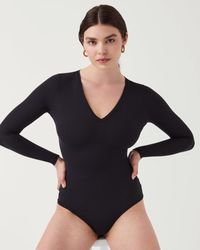 Spanx - Suit Yourself Long Sleeve Thong Bodysuit - Lyst