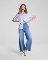 Spanx - Shape Authentic 360 Cropped Wide Leg Jeans With Patch Pockets - Lyst
