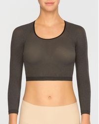 spanx sheer fashion long sleeve crop top