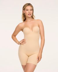 Spanx - Shape Suit Your Fancy Strapless Mid-Thigh Bodysuit - Lyst