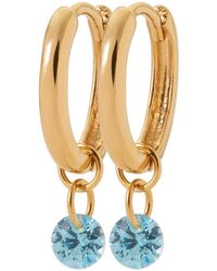 Brillaxis - Boucles oreilles Boucles d'oreilles créoles pampille bleue - Lyst