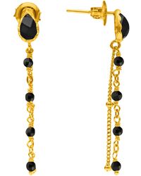 Orusbijoux - Boucles oreilles Boucles D'oreilles Argent Dorée Pendantes Gouttes Et Pierre - Lyst