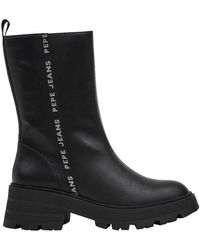 Pepe Jeans Denim Dorian Licra Laarzen in het Zwart Dames Schoenen voor voor Laarzen voor Overknee laarzen 