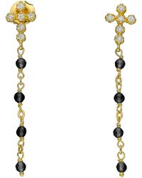 Orusbijoux - Boucles oreilles Boucles D'oreilles Argent Dorée Croix Zirconium Blanc - Lyst