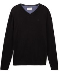Tom Tailor - Pull - Pull col v - noir - Lyst