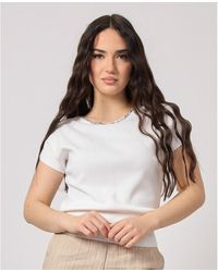 SETTE/MEZZO - T-shirt T-shirt en tricot Settemezzo avec applications au cou - Lyst
