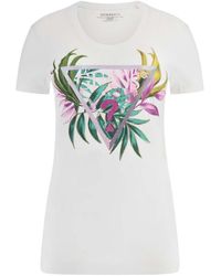Guess - T-shirt Cn Ss Leaf Triangle Tee - Lyst