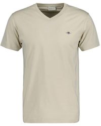 GANT - T-shirt Slim Shield V-Neck Tee - Lyst