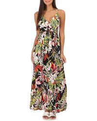 La Modeuse Robe longue noire fluide motif jungle Robe