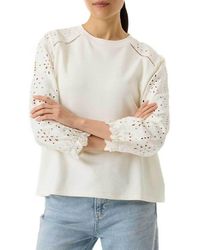 Garcia - Sweatshirts Pull Broderie Ecru - Lyst