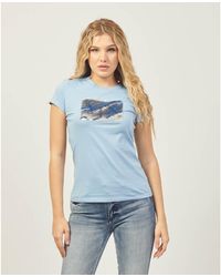 EAX - T-shirt T-shirt coupe slim EA7 avec logo strass en coton - Lyst