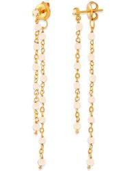 Orusbijoux - Boucles oreilles Boucles D Oreilles Argent Dorée Double Chaine Longue Et - Lyst