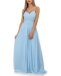 La Modeuse Robe bleu clair longue à décolleté drapé Robe