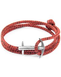 Anchor and Crew Bracelet Ancre Admiral Argenté Et Corde Bracelets - Rouge