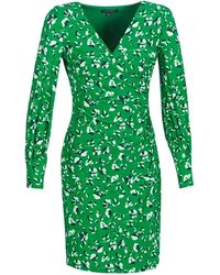 Lauren by Ralph Lauren Korte Jurk Floral Print-long Sleeve-jersey Day Dress - Groen