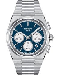 Tissot Montre PRX automatique chrono cadran bleu Montre - Blanc