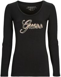 Guess - T-Shirt Lange Mouw Ls Sn Script Tee - Lyst