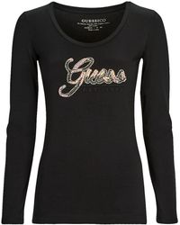Guess - Langarmshirt Ls Sn Script Tee - Lyst
