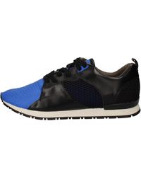 Date Sneakers nero pelle blu tessuto AE534