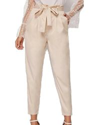 Maison Jules Wo Trousers Xxl Cropped Paperbag Trousers Trousers - Natural
