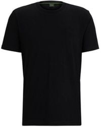 BOSS - T-shirt T-SHIRT NOIR REGULAR FIT EN JERSEY DE COTON AVEC LOGO E - Lyst