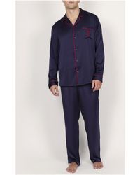 Admas Pyjama's / Nachthemden Pyjama Satijnen Broek Shirt Classic - Blauw
