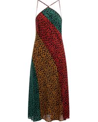RIXO London Long Dress Natasha Model In Multicolour Giraffe Print Women's Long Dress In Other - Red