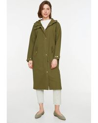 Trendyol Trench-coat beige à capuche avec bouton-pression Trench - Vert