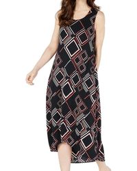 Alfani Wo Dress Size Small S Maxi Geo-print Scoop-neck Long Dress - Black