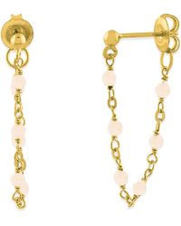 Orusbijoux - Boucles oreilles Boucles D'oreilles Argent Dorée Chaine Et Pierres - Lyst