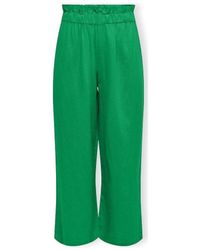 ONLY - Pantalon Solvi-Caro Linen Trousers - Green Bee - Lyst